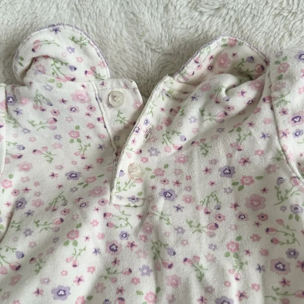 Vintage Disney Baby Winnie The Pooh 6/9 Months Floral Romper Pink Purple Beige